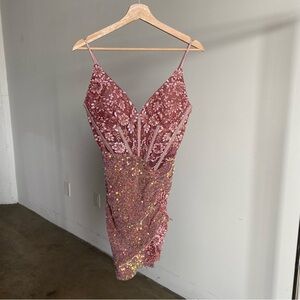 NWT Pink Portia & Scarlett Mini Sequined Dress Sz 2